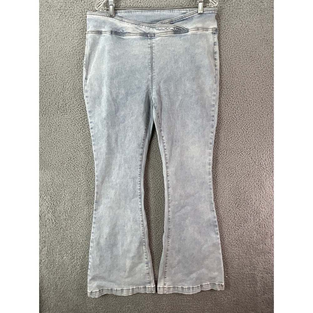 Unbranded Flare Jeans‎ Women XXL Bluish Gray Crossover Waist Stretch